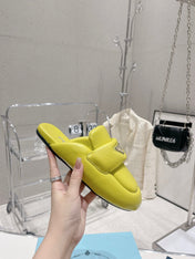 PRA SOFT PADDED NAPPA SHEARLING MULES LIME LAMBSKIN