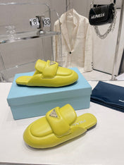 PRA SOFT PADDED NAPPA SHEARLING MULES LIME LAMBSKIN