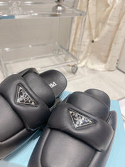 PRA SOFT PADDED NAPPA SHEARLING MULES BLACK LAMBSKIN