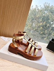 LYMPIA GLADIATOR SANDAL IN GOLD METALLIC CALFSKIN