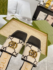 GG EXCLUSIVE SLIDE SANDAL BLACK AND CREAM CALFSKIN