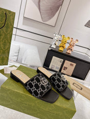 GG EXCLUSIVE SLIDE SANDAL BLACK FABRIC