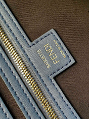 Fend Baguette 27 Bag With FF Motif Blue Leather Ghw