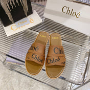 CHLOÉ WOODY SLIPPER IN CIDER BROWN CANVAS