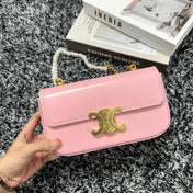 TRIPHOME 20 PINK PASTEL COWHIDE LEATHER CHAIN STRAP BAG