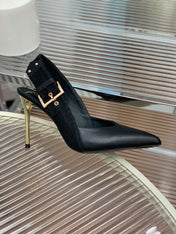 BALMAIN 25S SLINGBACK SHOES 95MM IN BLACK FULL CALFSKIN