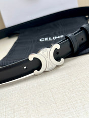 Medium Triomphe Belt 25mm Black Calfskin Shw