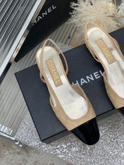 SLINGBACKS 20 BEIGE CREAM MIX BLACK CALFSKIN
