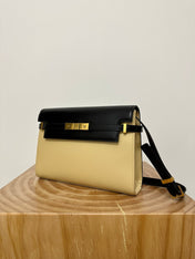 MANHATTAN 29 TOP-HANDLE IN SMOOTH BLACK BEIGE CALFSKIN