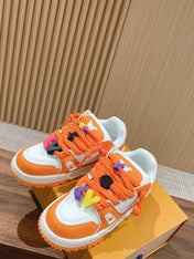 LV Trainer Maxi Sneaker White Mix Orange Calfskin