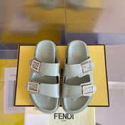 FENDI BAGUETTE DAD SANDALS IN ASH GREY CALFSKIN