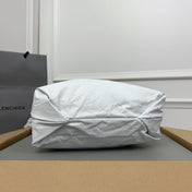CRUSH SMALL TOTE BAG 27 IN WHITE CRUSHED CALFSKIN SILVER HARDWARE