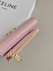 TRIPHOME 9 WALLET TWO-IN-ONE PINK PASTEL CALFSKIN