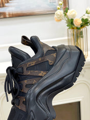 LV ARCHLIGHT 2.0 PLATFORM SNEAKER IN BLACK MIX CHOCOLATE BROWN MIX OF MATERIALS
