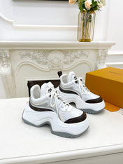 LV ARCHLIGHT 2.0 PLATFORM SNEAKER IN WHITE MIX BROWN MIX OF MATERIALS