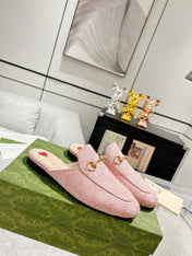 MEN'S MULE WITH HORSEBIT IN PINK PASTEL MONOGRAM JACQUARD FABRIC