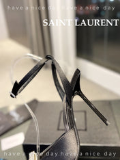 SL AYERS CRYSTAL SANDAL BLACK SATIN