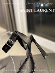 SL FANNY SLINGBACK PUMPS BLACK SATIN