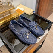 LV GLORIA FLAT LOAFER LOGO STAMPING DARK BLUE