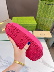 PLATFORM SANDALS IN BRIGHT PINK MONOGRAM IMPORTED TPU