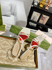 GG CLASSIC STRAPPY HEEL SANDAL WHITE CALFSKIN
