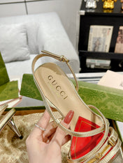 HIGH HEEL 65MM IN LIGHT GOLD CALFSKIN WITH RED HEART