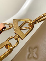 COUSSIN PM 26 IN BROWN MONOGRAM EMBOSSED LAMBSKIN GOLD HARDWARE