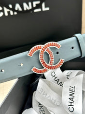 CHANEL 25S BELT 30 MM IN LIGHT STEEL BLUE CALFSKIN 616966