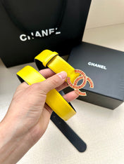 CHANEL 25S BELT 30 MM IN YELLOW CALFSKIN 616967