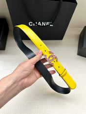 CHANEL 25S BELT 30 MM IN YELLOW CALFSKIN 616967