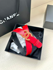 CHANEL 25S BELT 30 MM IN RED CALFSKIN 616970