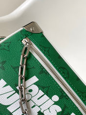 LV 25S MINI SOFT TRUNK BAG 18 IN FOREST GREEN CALFSKIN SILVER HARDWARE