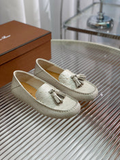 LP SPECIAL DOT SOLE WALK LOAFERS WHITE LAMBSKIN