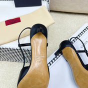 VLOGO SLINGBACK PUMP IN BLACK CALFSKIN LEATHER