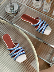 LP SPRIGHTLY CHARMS FLAT SANDAL SKY CALFSKIN