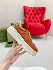GG EMBOSSED TRAINER CARAMEL CALFSKIN