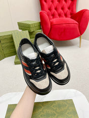 GG TRAINER BLACK AND CREAM CALFSKIN