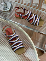 LP SPRIGHTLY CHARMS SANDAL WHITE AND OLIVE CALFSKIN