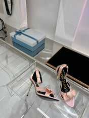HIGH HEELS 11 CM IN PEACH PINK PURE SILK AND LAMBSKIN