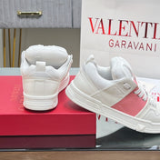 VALENTINO 25S GARAVANI OPEN SKATE SNEAKERS IN PEACH PINK LAMBSKIN STYLE 11