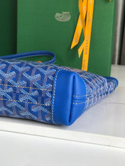 CONTI POUCH 24 IN SAPPHIRE BLUE LAMBSKIN AND GOYARDINE CANVAS