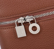 EXTRA BAG L27 IN UMBER BROWN GRAINED CALFSKIN WITH SILVER  HARDWARE