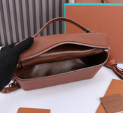 EXTRA BAG L27 IN UMBER BROWN GRAINED CALFSKIN WITH SILVER  HARDWARE