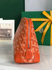 VENDÔME COSMETIC POUCH 17 IN ORANGE GOYARDINE CANVAS AND CALFSKIN TRIM