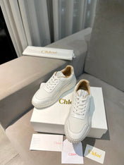 CHLOÉ NAMA SNEAKER IN WHITE LAMBSKIN AND SUEDE