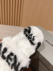 LAMB WOOL SLIPPER WHITE MIX BLACK
