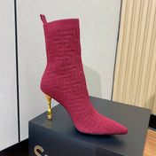 BALMAIN 26S BOOTS 95 MM IN RED FLYKNIT STYLE 8