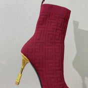 BALMAIN 26S BOOTS 95 MM IN RED FLYKNIT STYLE 8