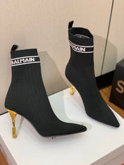 BALMAIN 26S BOOTS 95 MM IN BLACK FLYKNIT STYLE 5