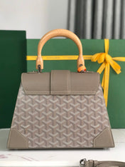 SAÏGON PM BAG 28 IN DESERT GOYARDINE CANVAS AND CALFSKIN